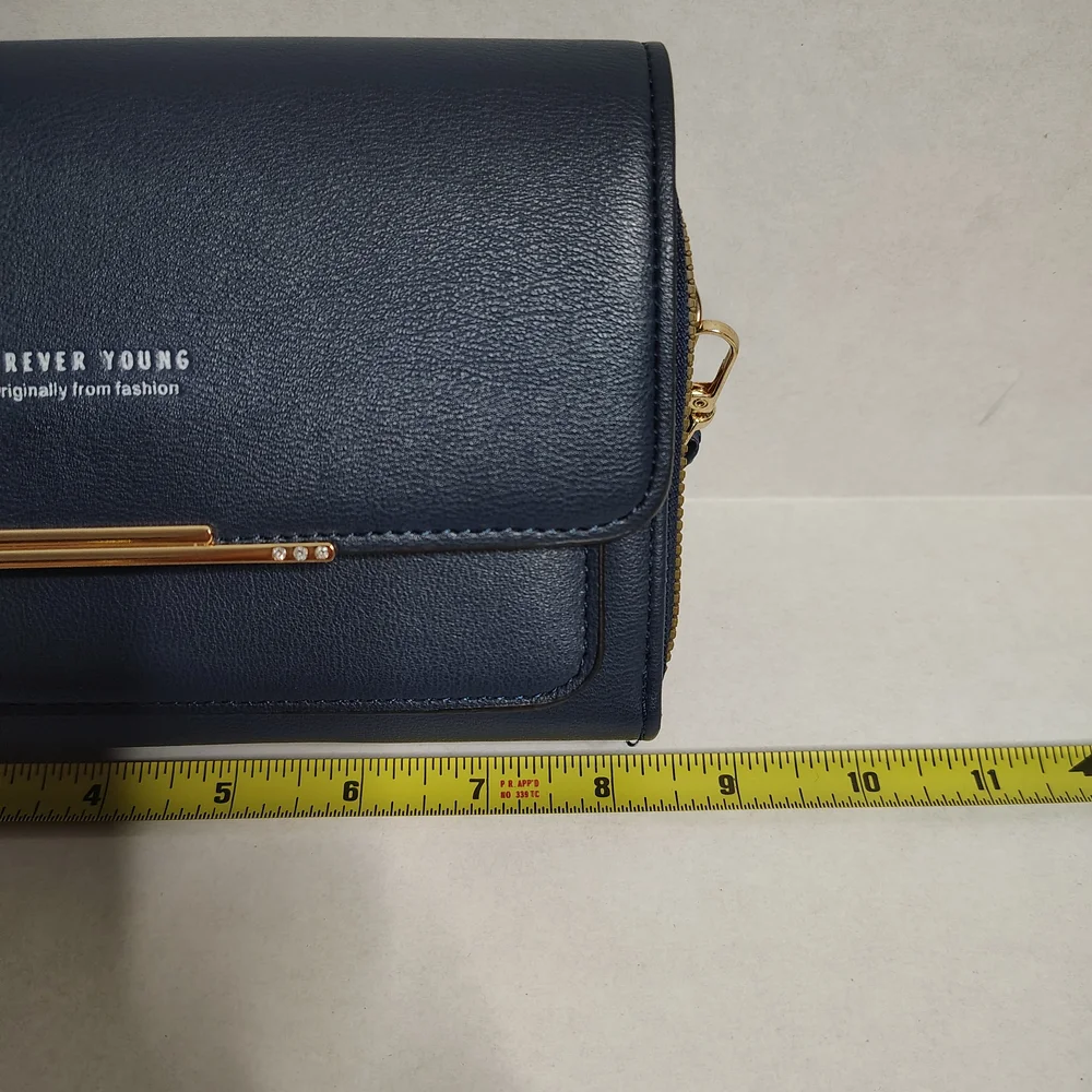 Forever Young Faux Leather Navy Blue Crossbody Bag Small NWOT